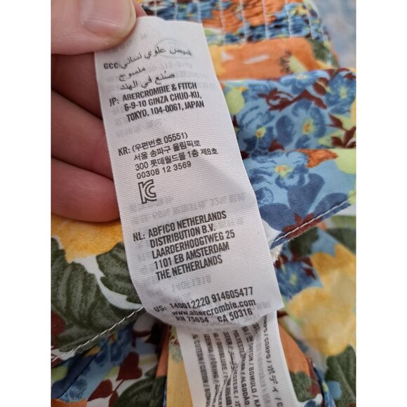 Abercrombie & Fitch Women's XL Square Neck Floral Ruched Puff Sleeve Crop Top NE - Picture 11 of 12